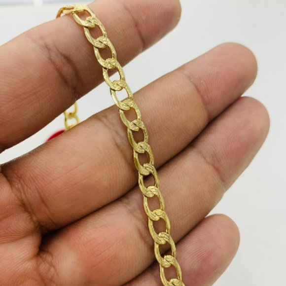 Gold Bracelet Cuban Link 8 inch for Mens Cuban Curb bracelet Pulsera Cuban Oro - Picture 6 of 8